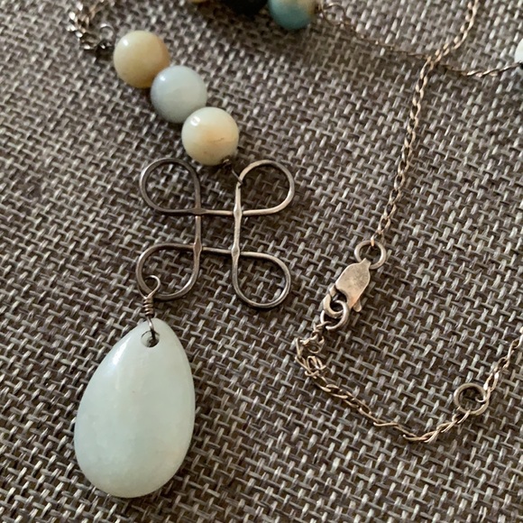 Artisan Natural Stone Beads and Sterling Silver Pendant Necklace - Picture 4 of 17